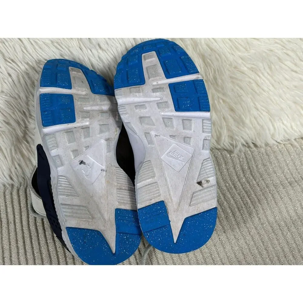 Nike Huarache Run Shoes Kids Size 13C White Black Blue Athletic 704949-419